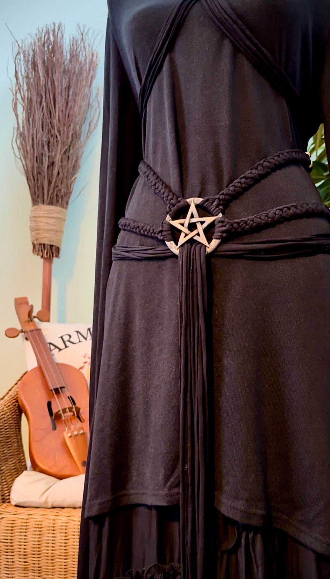 Pentagram Harness Belt: Gothic Witch Elemental Design