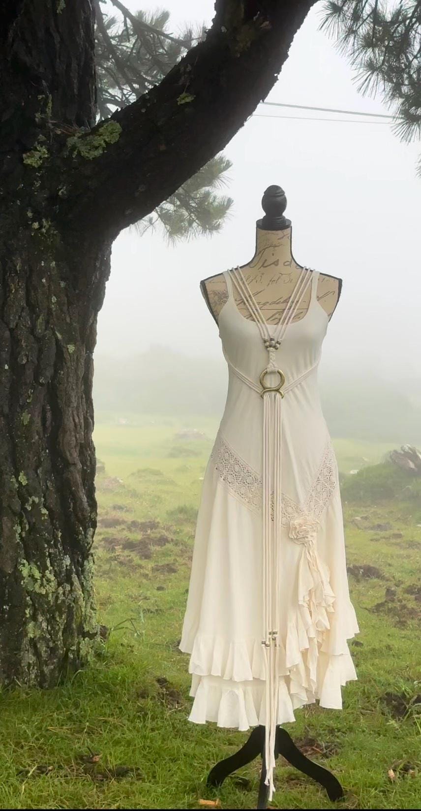 Handmade Cotton Norse Wedding Dress: Valhalla Freya Amulet Belt