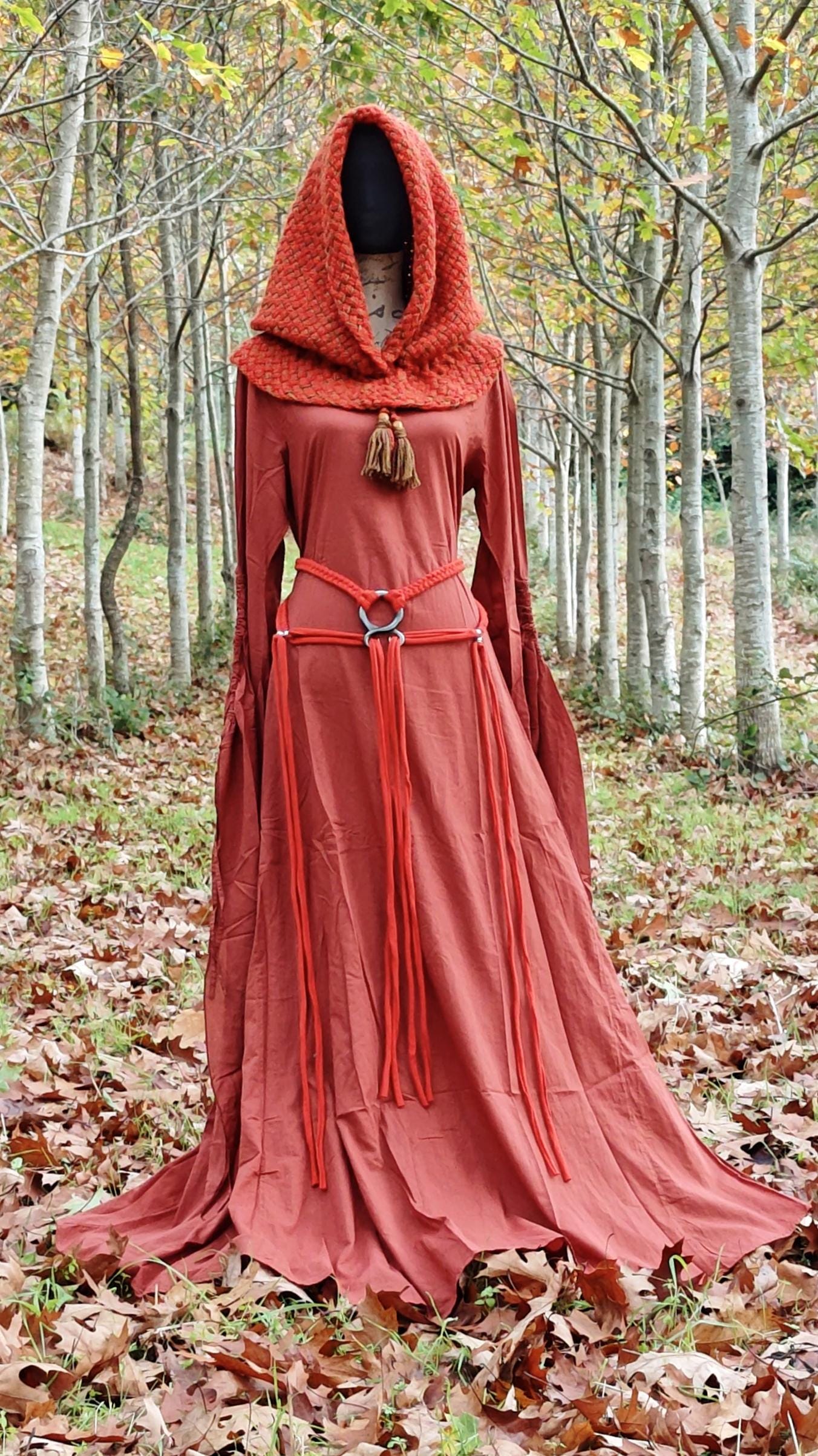 A Handwoven Chunky Norse Hood, Alpaca Wool Blend, Pagan Celtic Hood
