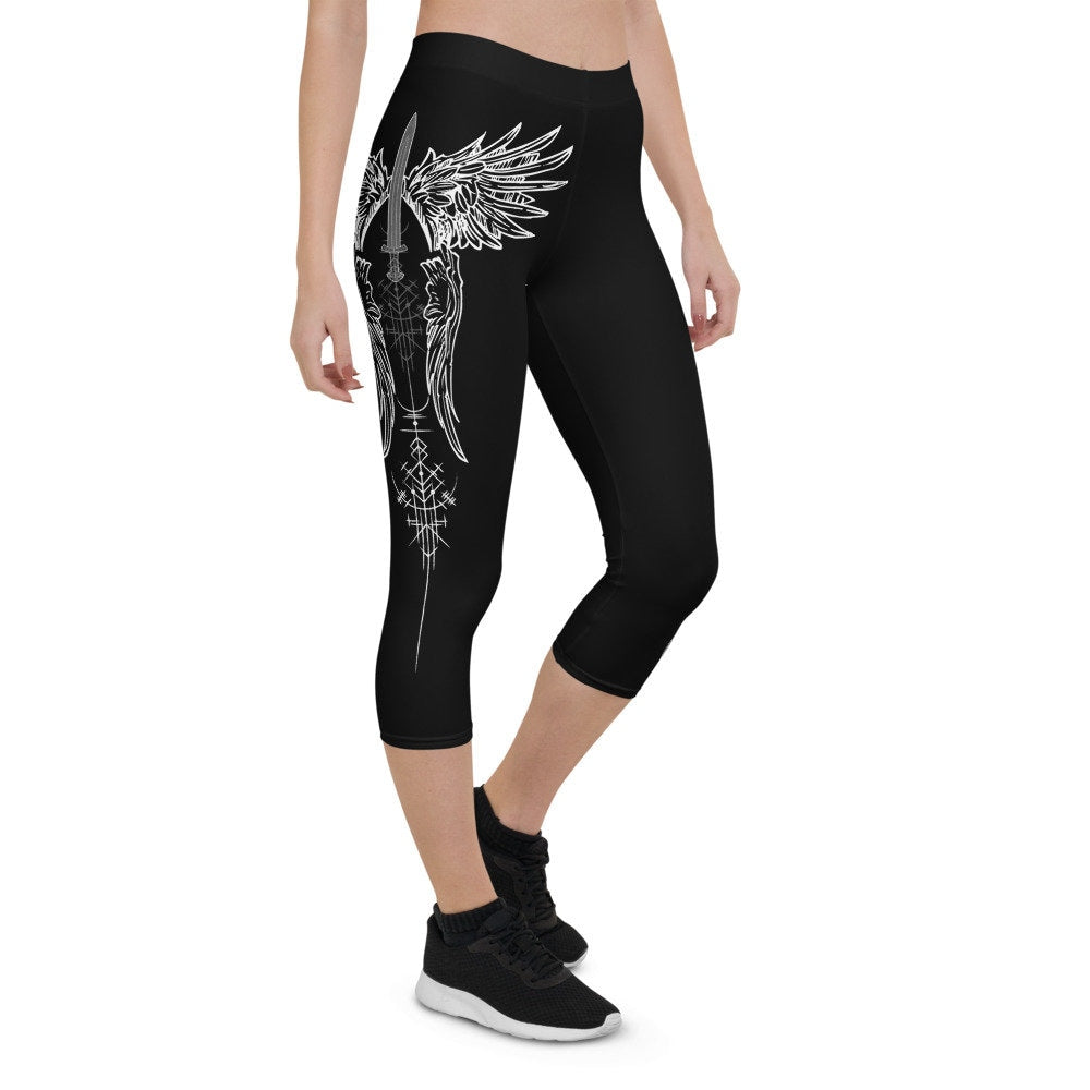 Valkyrie Capri Leggings: Norse Viking Shieldmaiden Pagan Wear