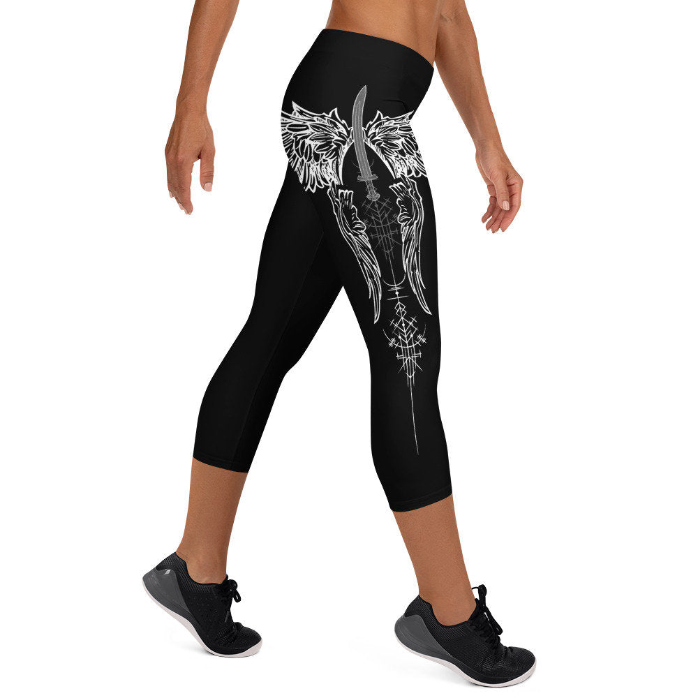 Valkyrie Capri Leggings: Norse Viking Shieldmaiden Pagan Wear