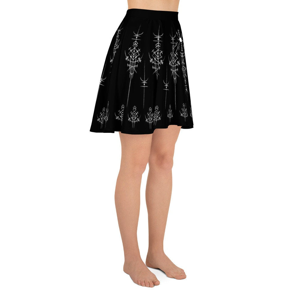 Norse Witch Skirt, Runic Viking Skater Skirt: Nordic Pagan Clothing
