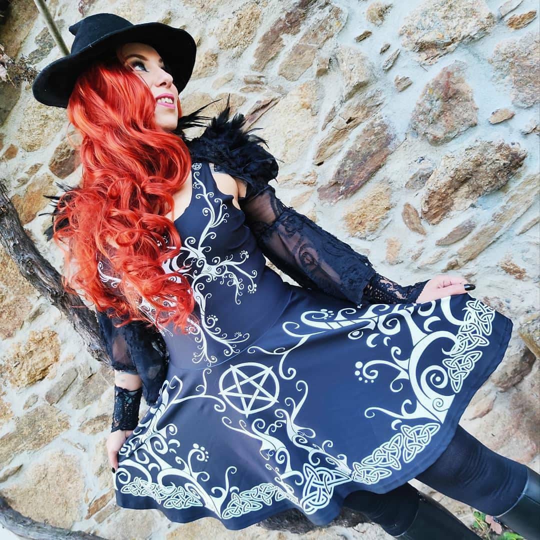 Pentagram Witch Dress: Celtic Pagan Goth Skater Dress