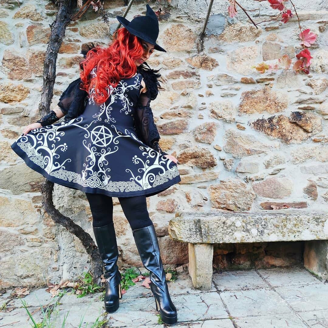 Pentagram Witch Dress: Celtic Pagan Goth Skater Dress