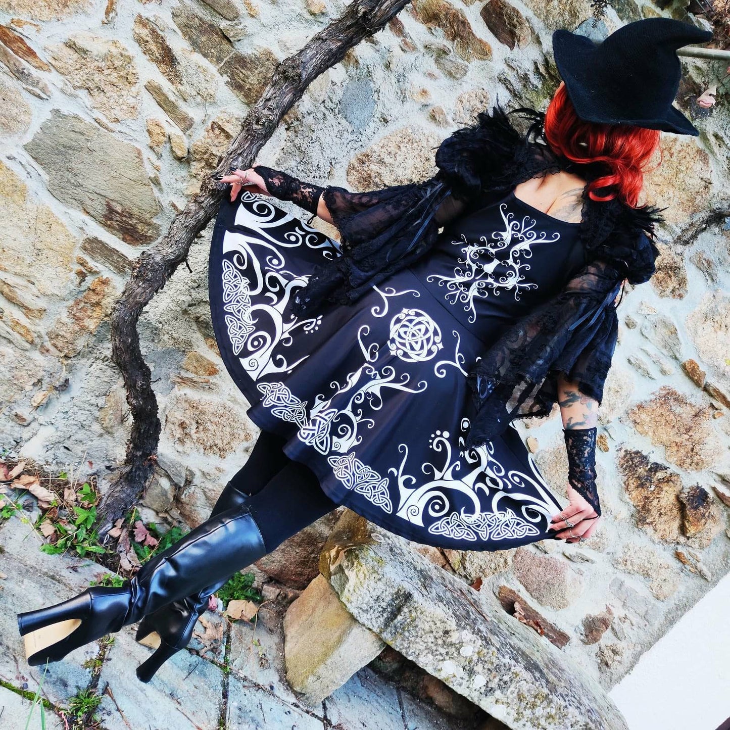 Pentagram Witch Dress: Celtic Pagan Goth Skater Dress