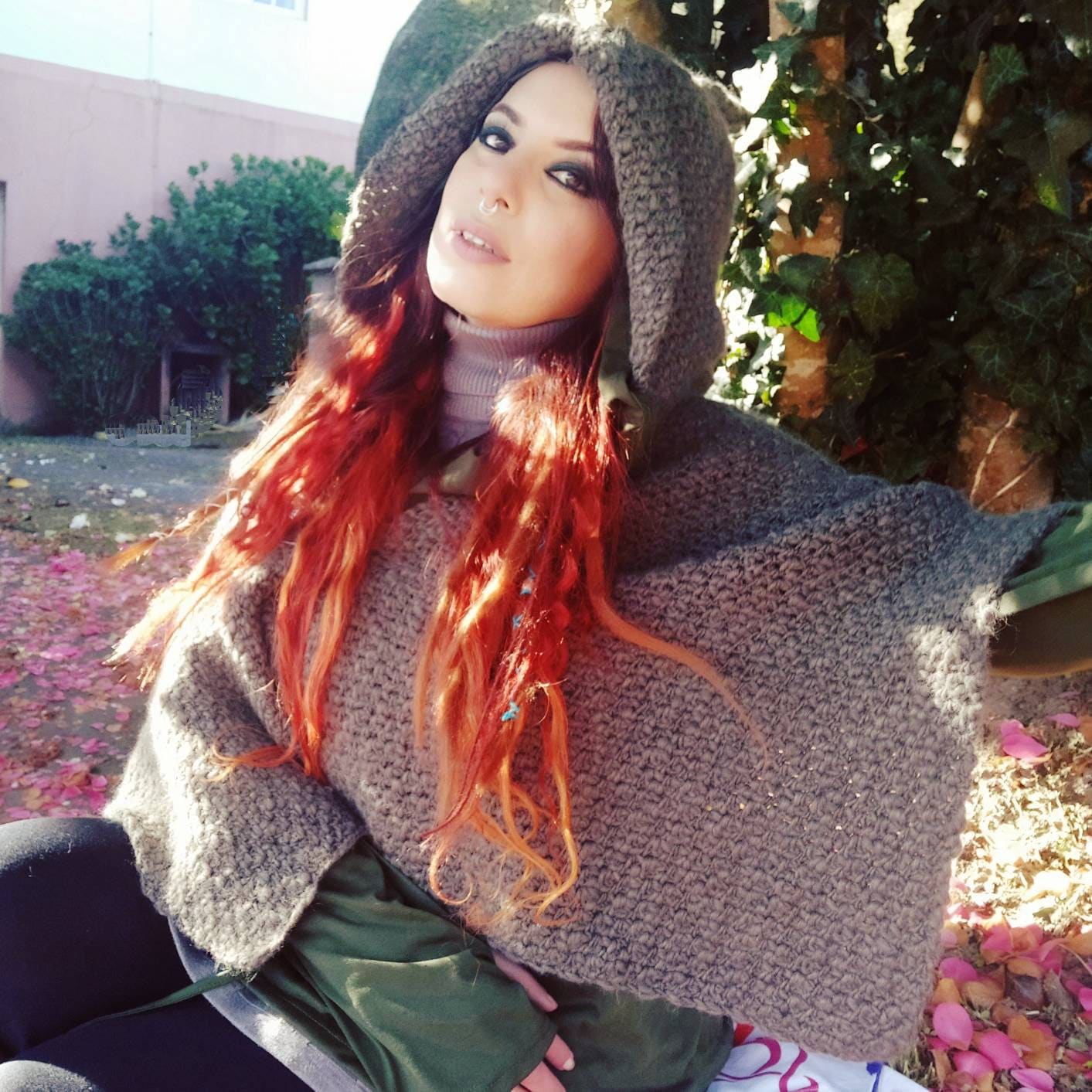 A Norse Hooded Shawl, Handwoven Wool & Alpaca Hooded Shawl