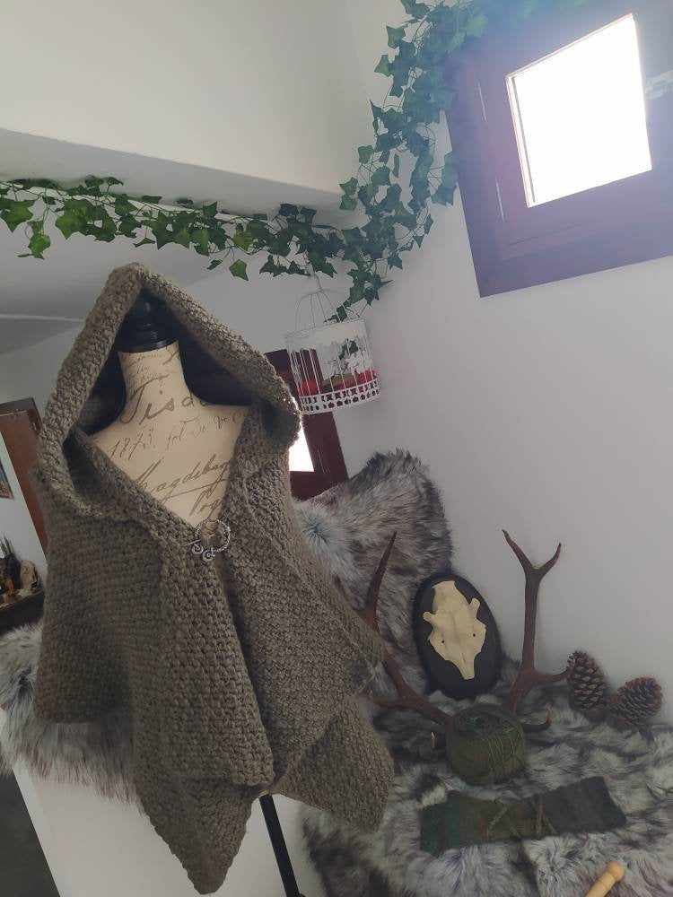 A Norse Hooded Shawl, Handwoven Wool & Alpaca Hooded Shawl