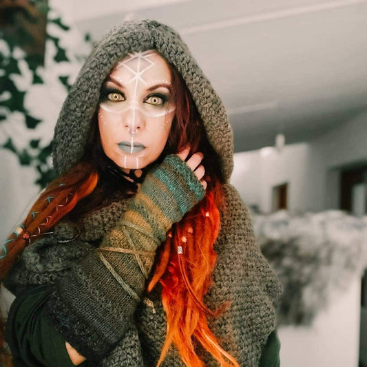 A Norse Hooded Shawl, Handwoven Wool & Alpaca Hooded Shawl
