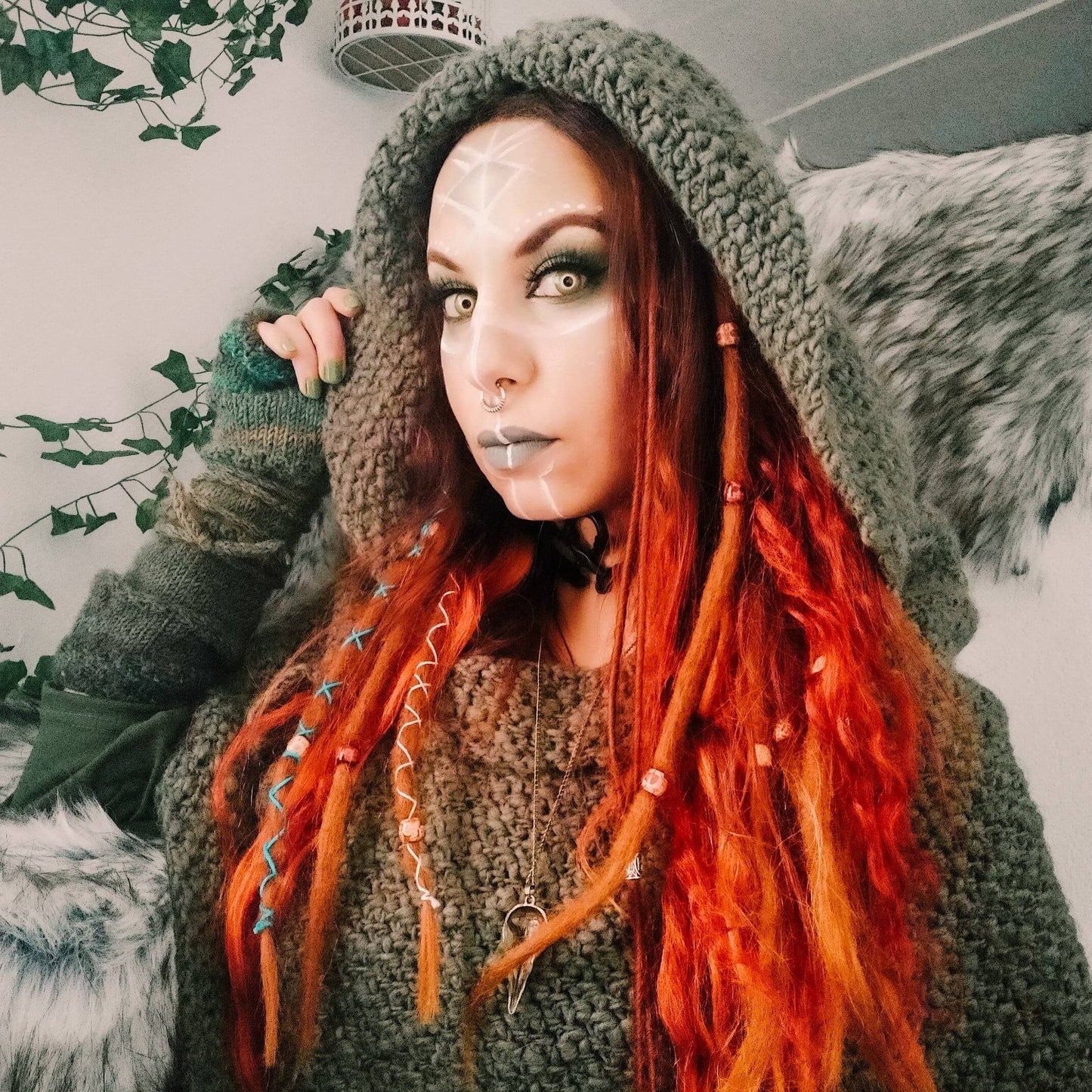 A Norse Hooded Shawl, Handwoven Wool & Alpaca Hooded Shawl