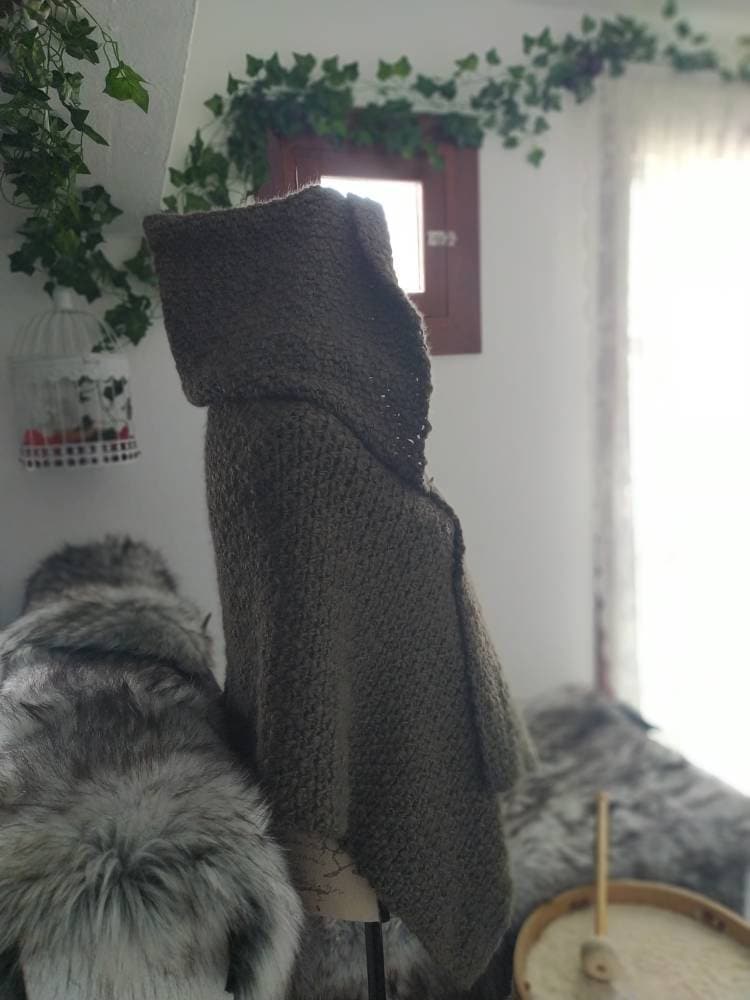 A Norse Hooded Shawl, Handwoven Wool & Alpaca Hooded Shawl