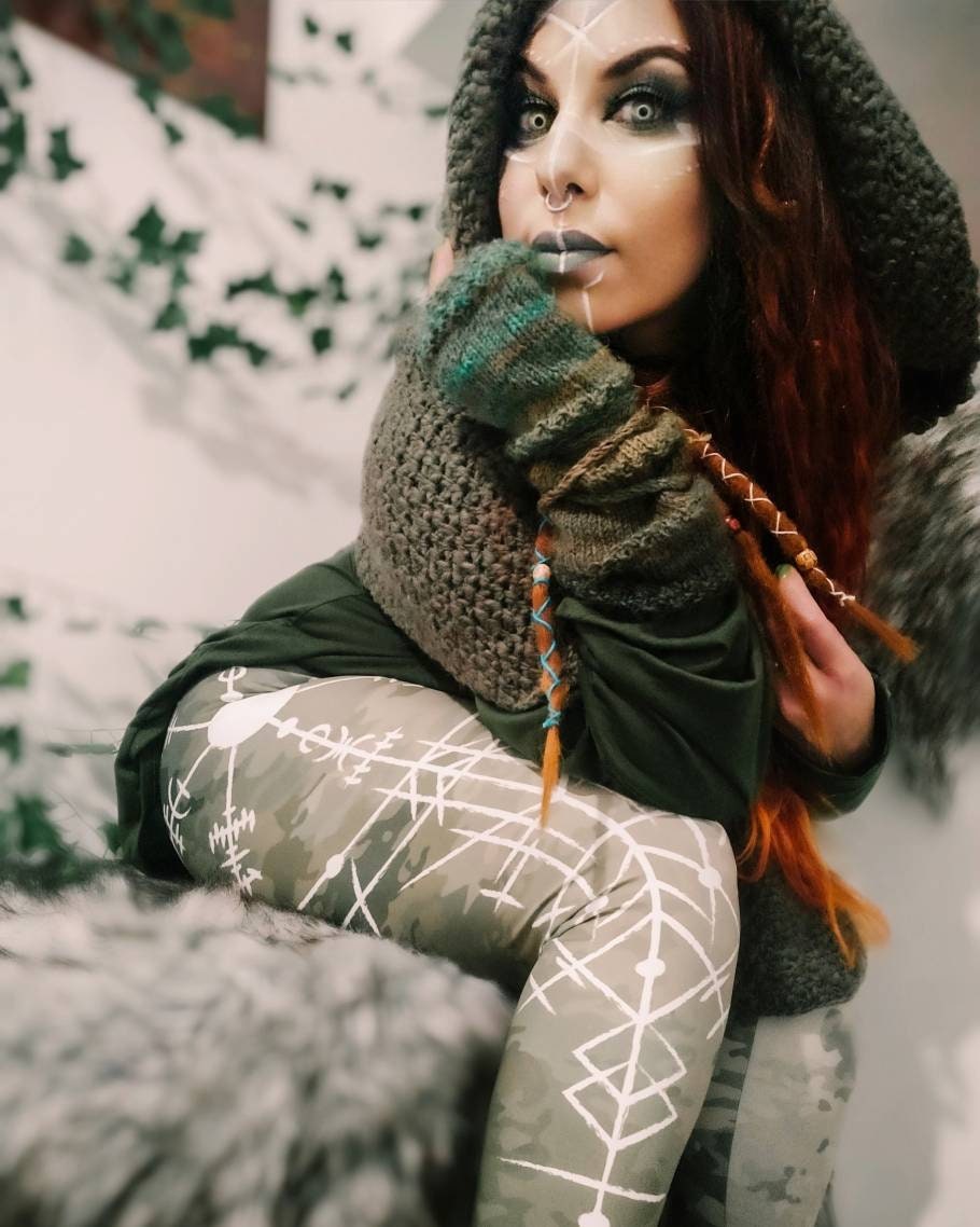 Viking Runes Leggings: Norse Bindrunes, Aegishjalmur Amulet
