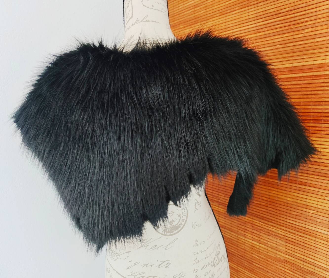 Norse Fur, Black Fur Viking Mantle with Brooches, Norse Fur Collar