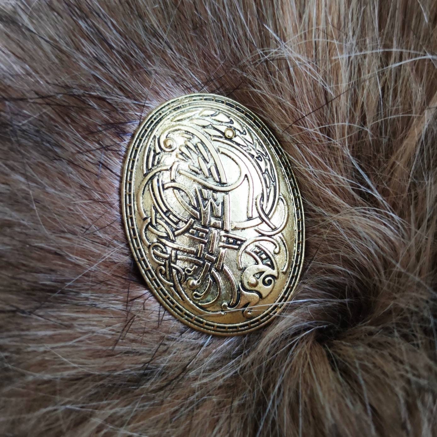 Nordic Fur, Viking Shoulder Mantle: Norse Wedding Shawl with Brooches
