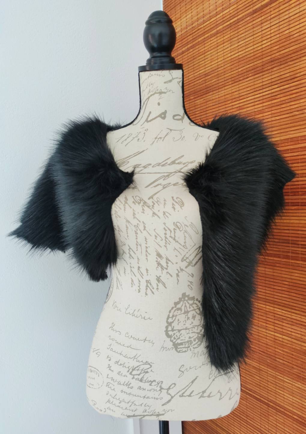 Norse Fur, Black Fur Viking Mantle with Brooches, Norse Fur Collar