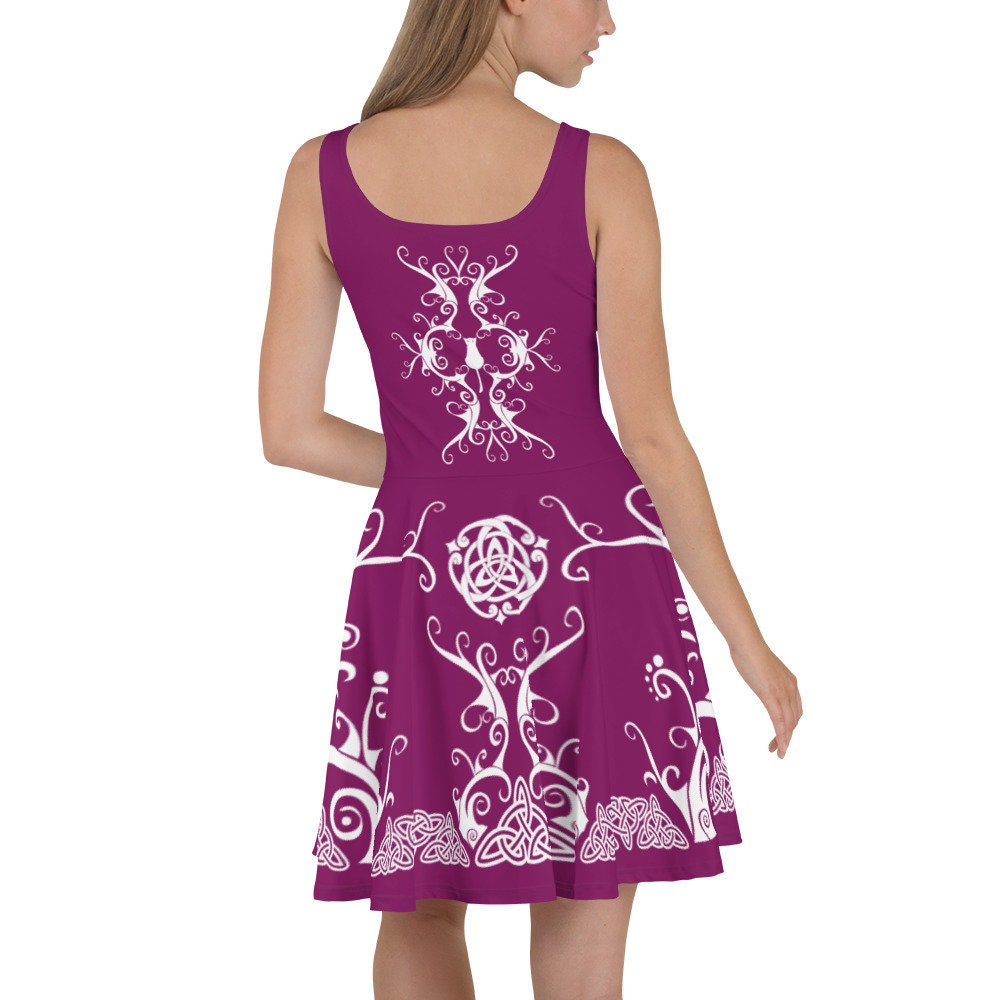 Purple Witch Dress: Celtic Pentagram Pagan Skater Dress
