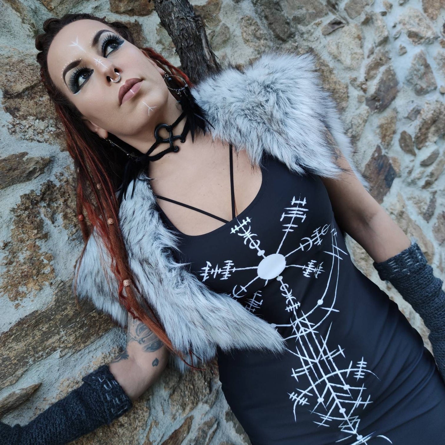 Viking Dreamcatcher Dress: Norse Pagan Runes, Fitted Style