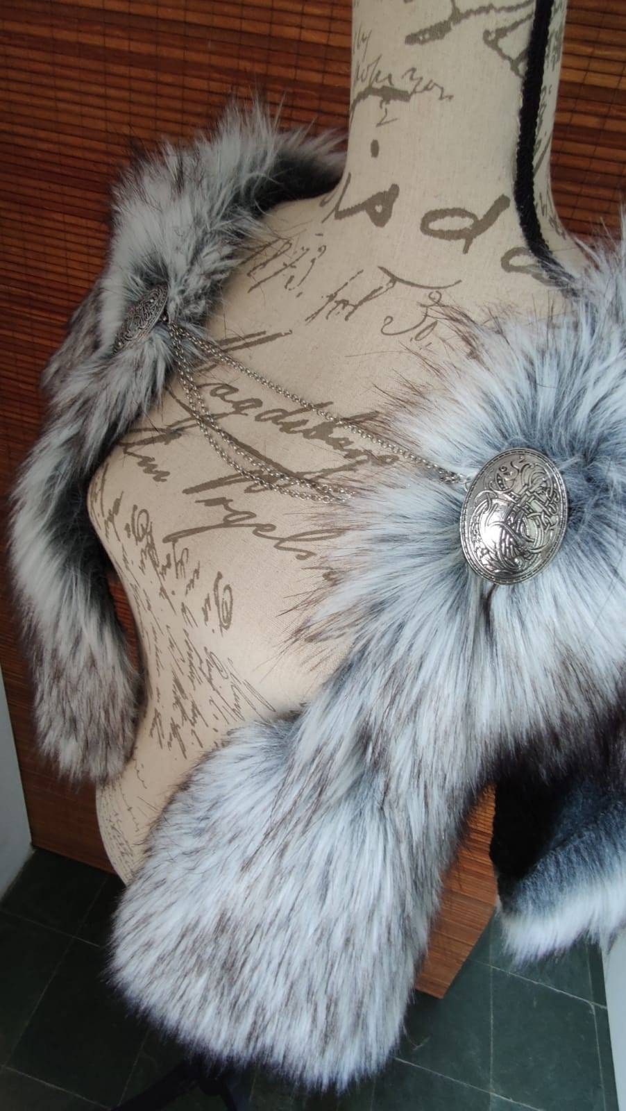 Norse Fur Mantle, Barbarian Fur Mantle with matching fur arms or fur leg warmers,