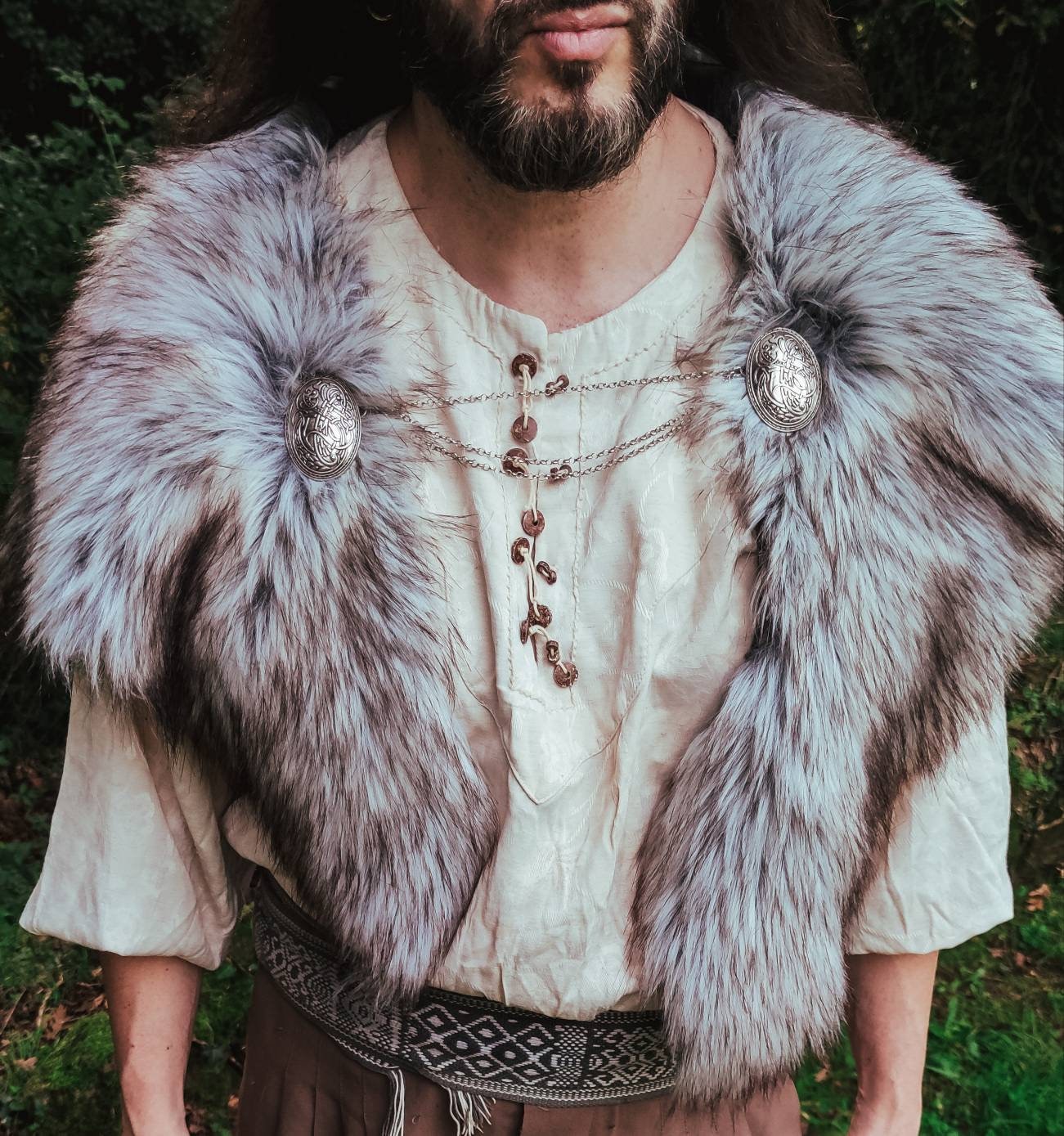 Norse Fur Mantle, Barbarian Fur Mantle with matching fur arms or fur leg warmers,