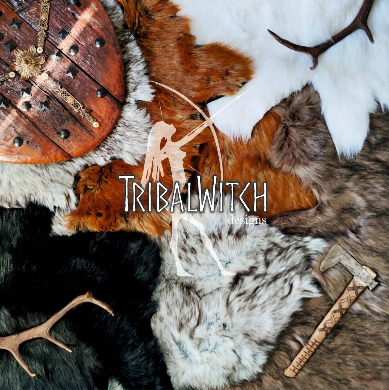 Norse Fur, Barbarian Fur Viking Shoulder Mantle, Brooches Included