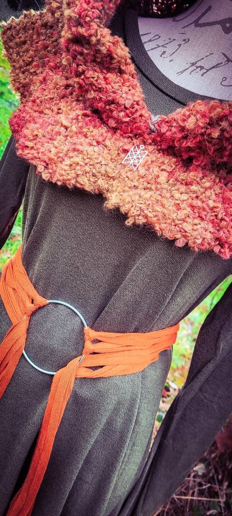 Autumn Witch Hood: Mossy Oversized Viking Hood, Handmade