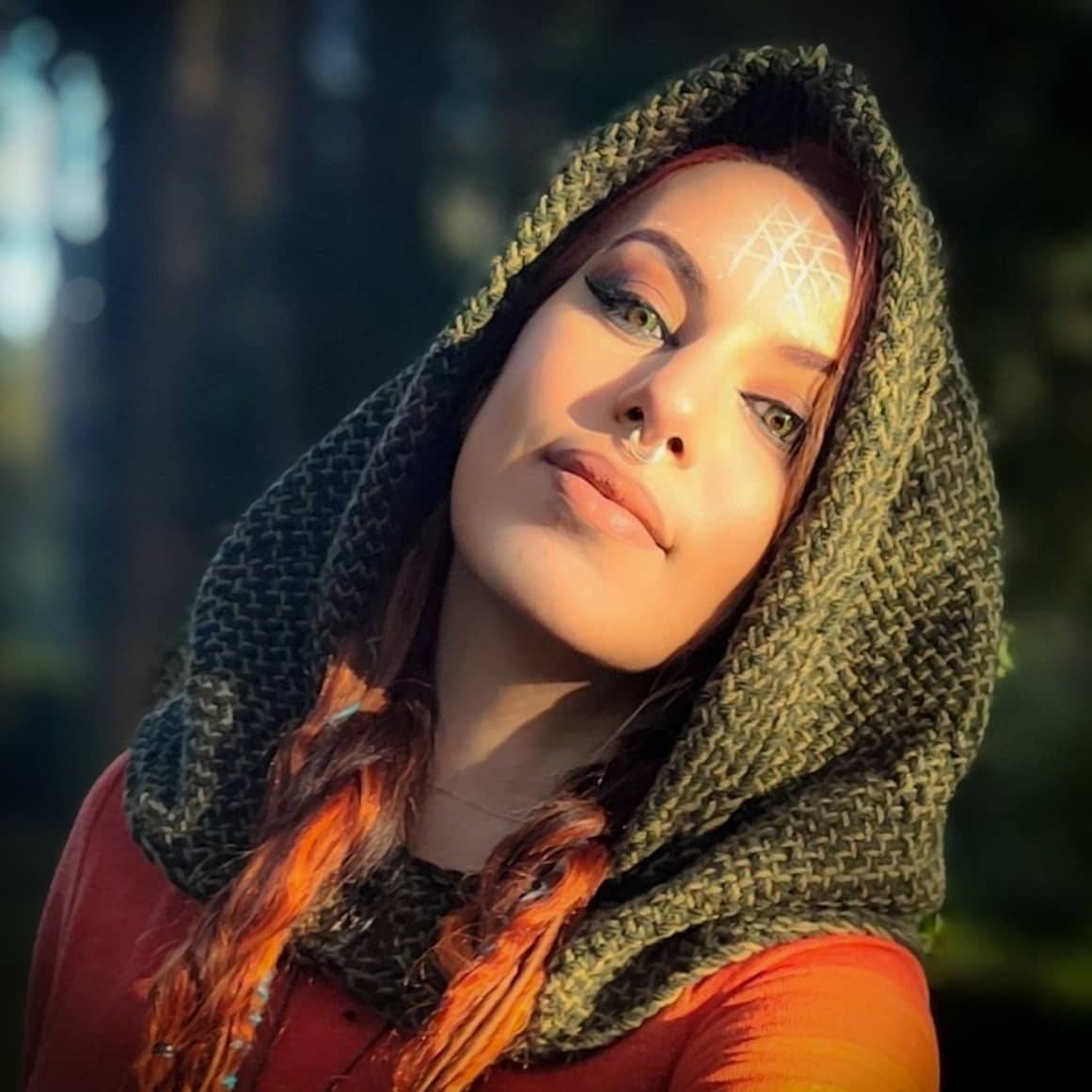 Forest Green Hood, Norse Hood,  Handwoven with Alpaca & wool