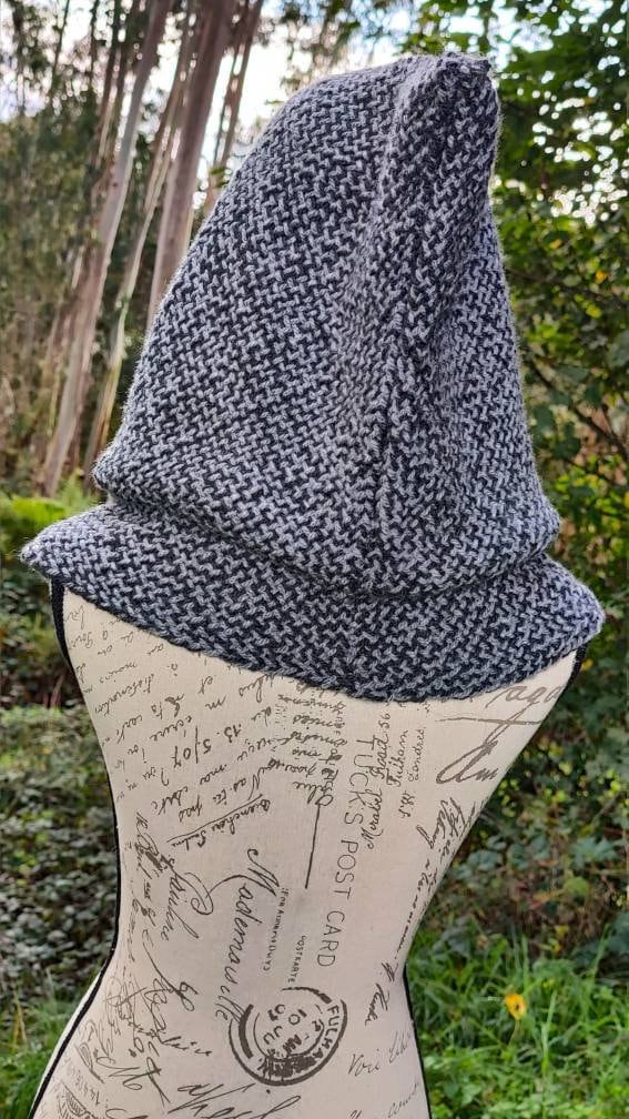 Handwoven Norse Hood, Viking Celtic hoodie, handmade with Alpaca & Wool