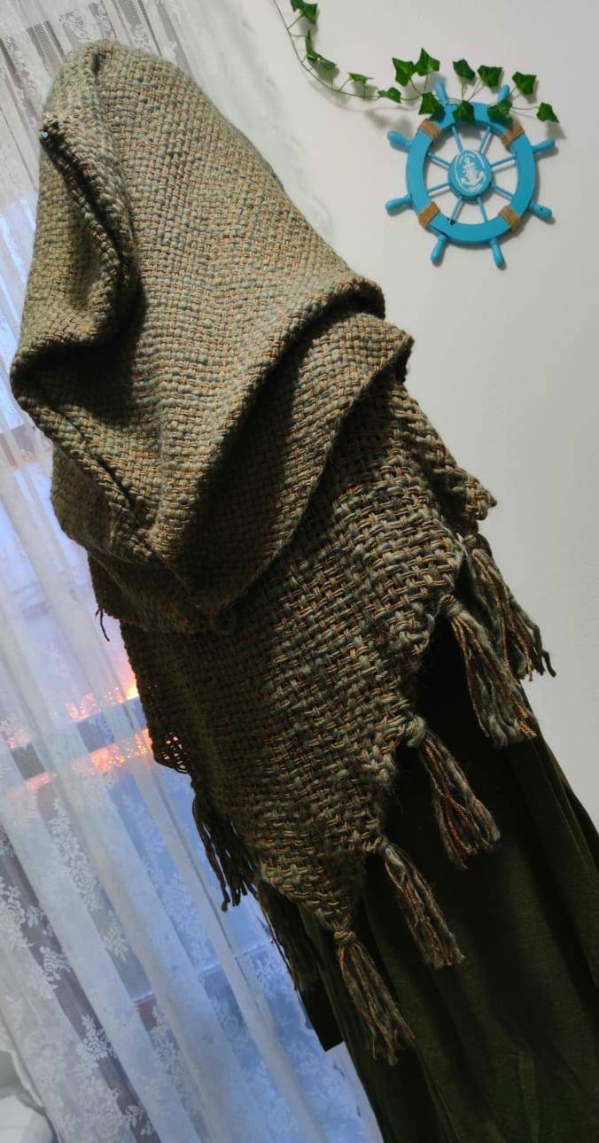 Forest Witch Shawl Set,         HandWoven Shawl, Norse Witch Shawl