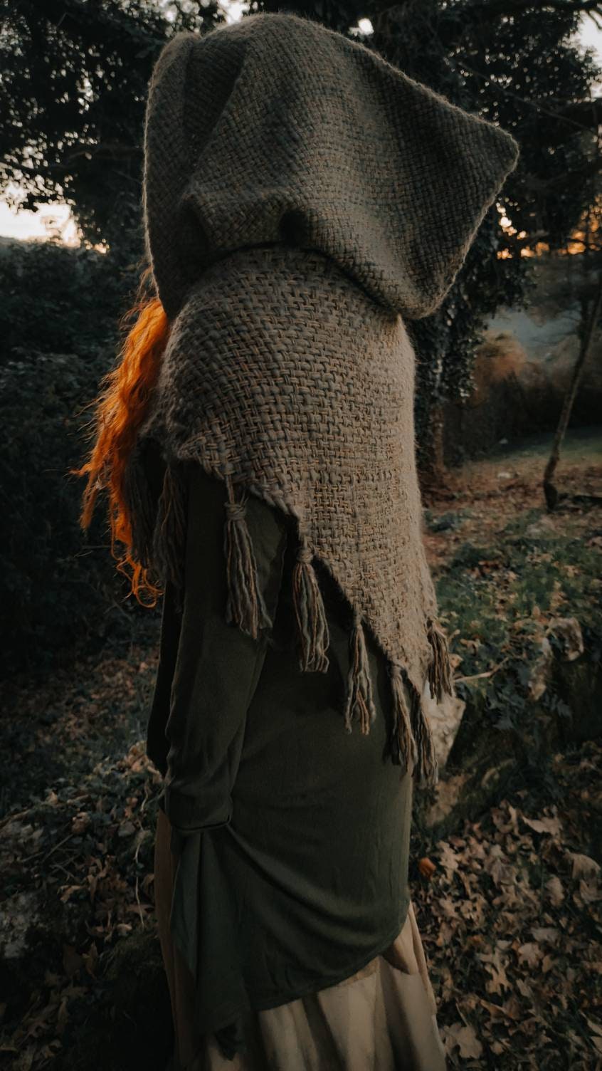 A Forest Witch Hood, Oversized hoodie, natural wool & alpaca