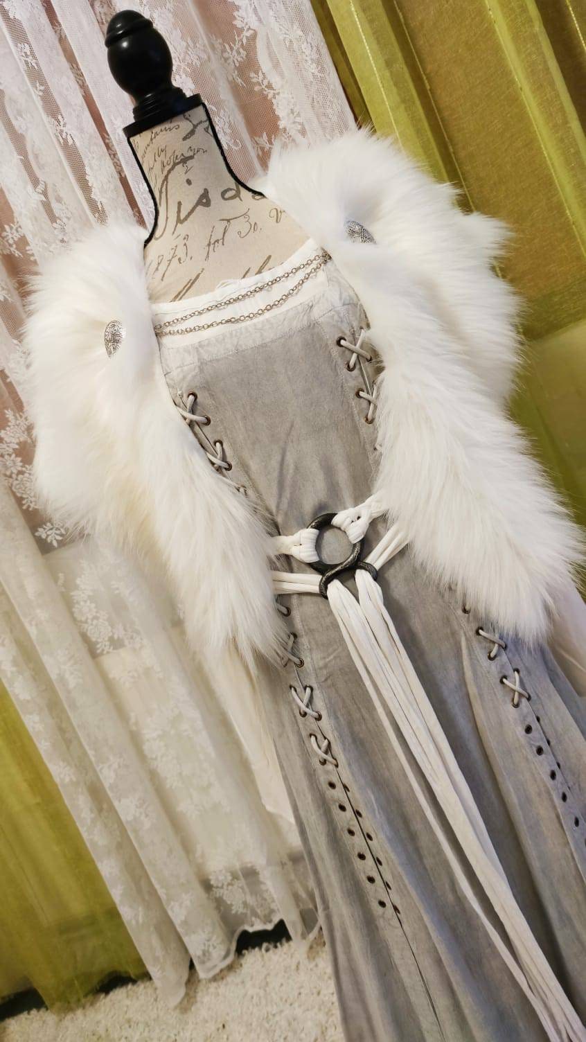 Norse Fur Mantle, Barbarian Fur Mantle with matching fur arms or fur leg warmers,