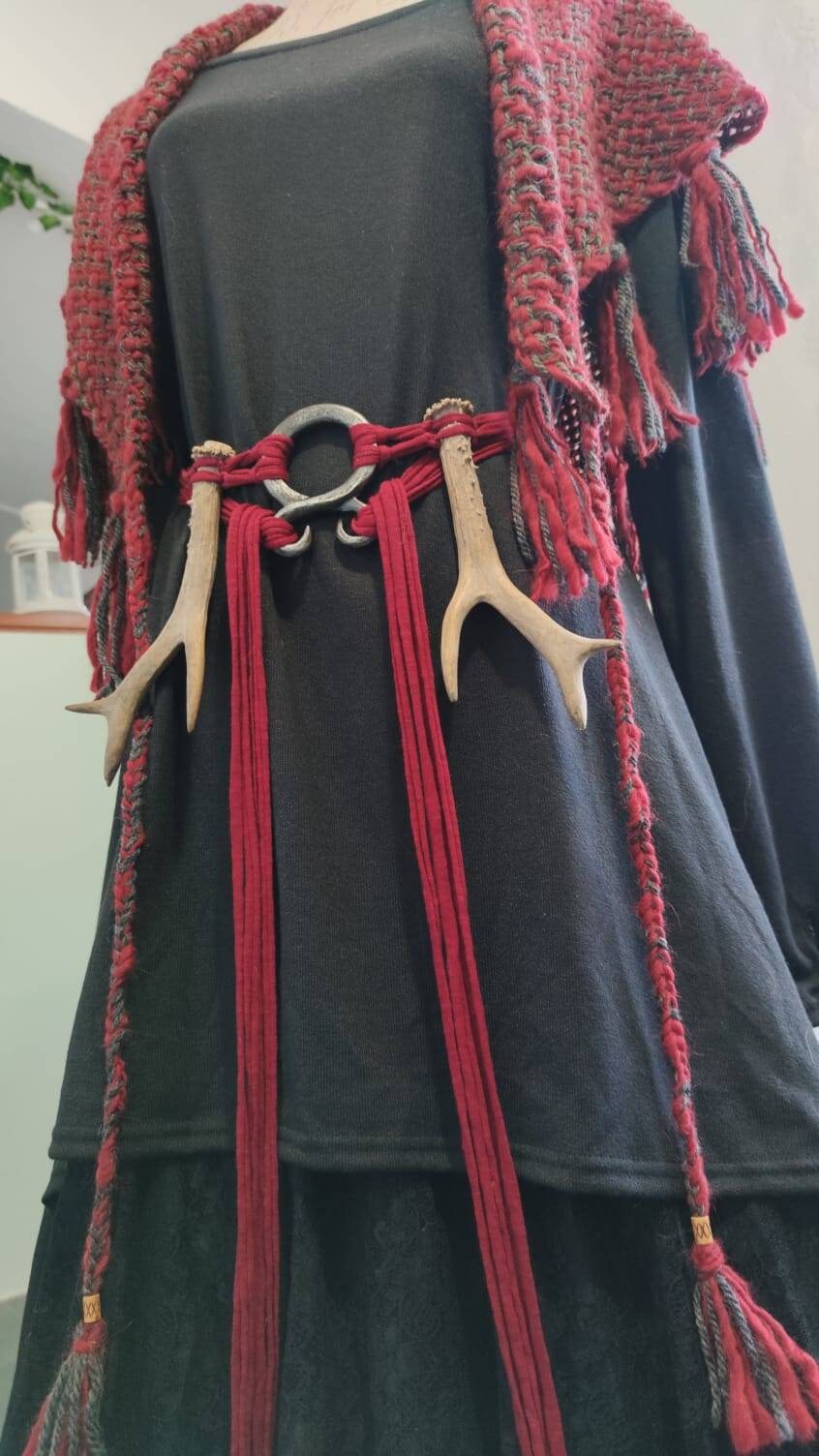 Handwoven Celtic Wedding Shawl: Viking Pagan Fire Witch Belt