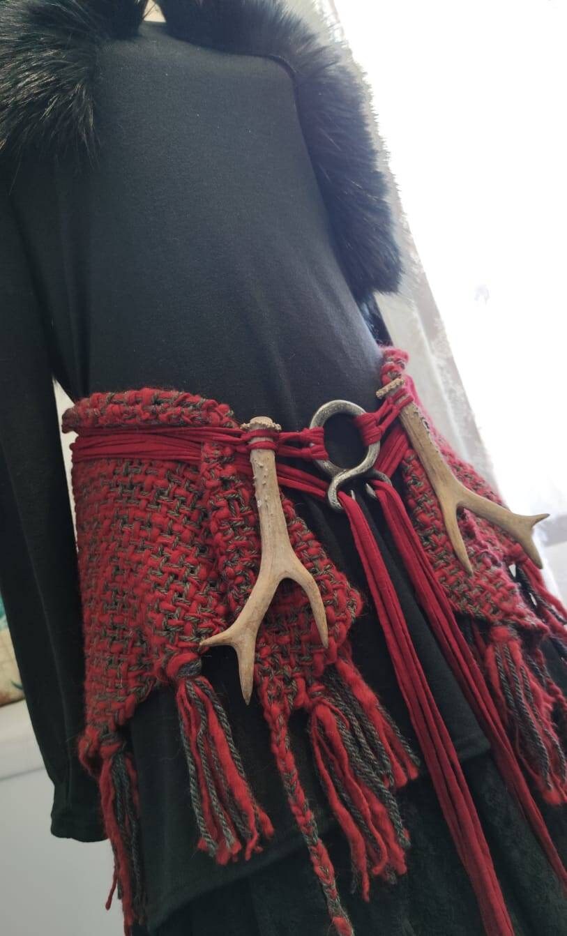 Handwoven Celtic Wedding Shawl: Viking Pagan Fire Witch Belt