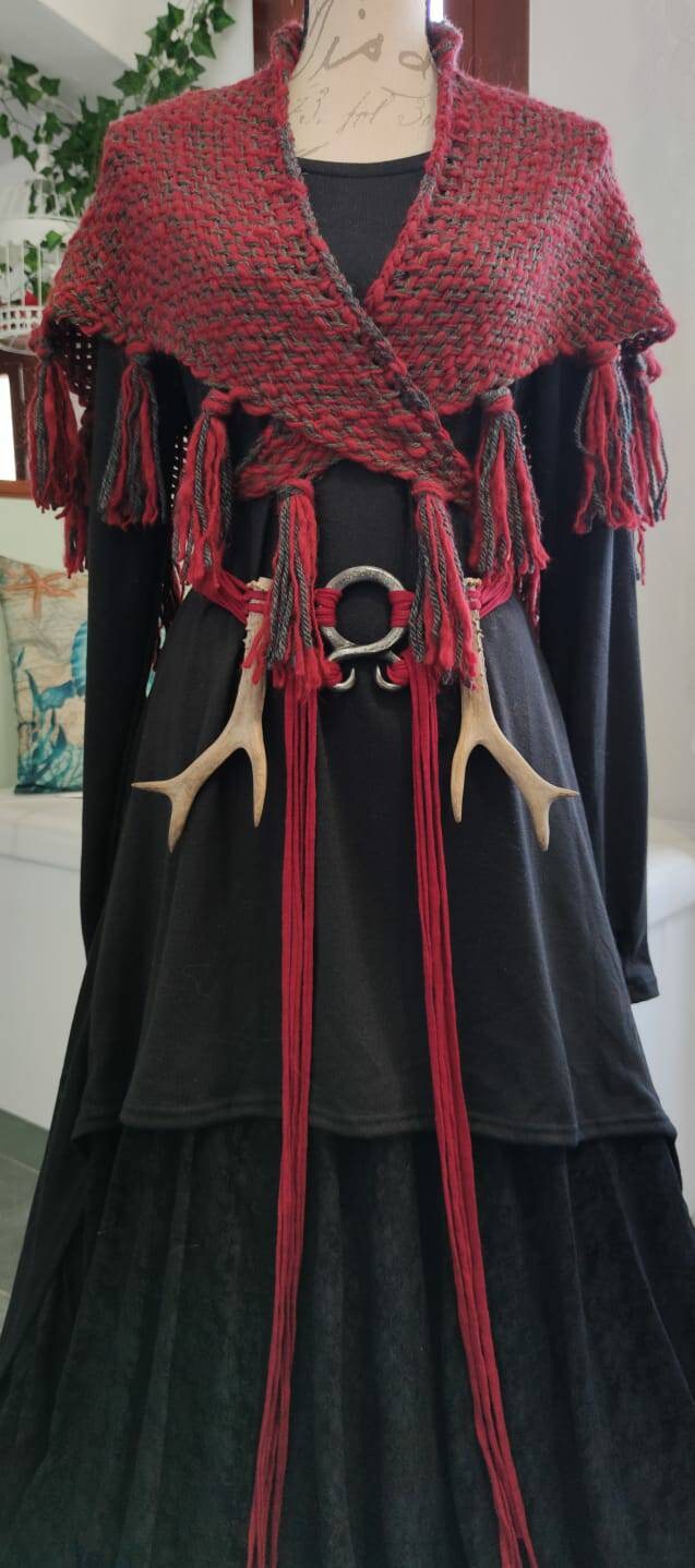 Handwoven Celtic Wedding Shawl: Viking Pagan Fire Witch Belt