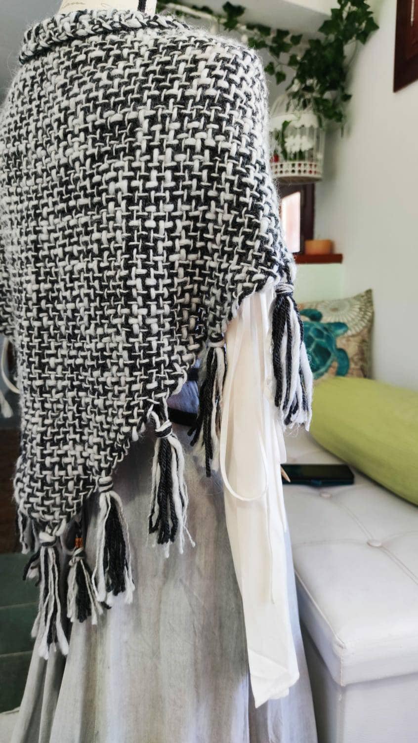 Gray Witch Shawl Set,  Handwoven Viking Shawl