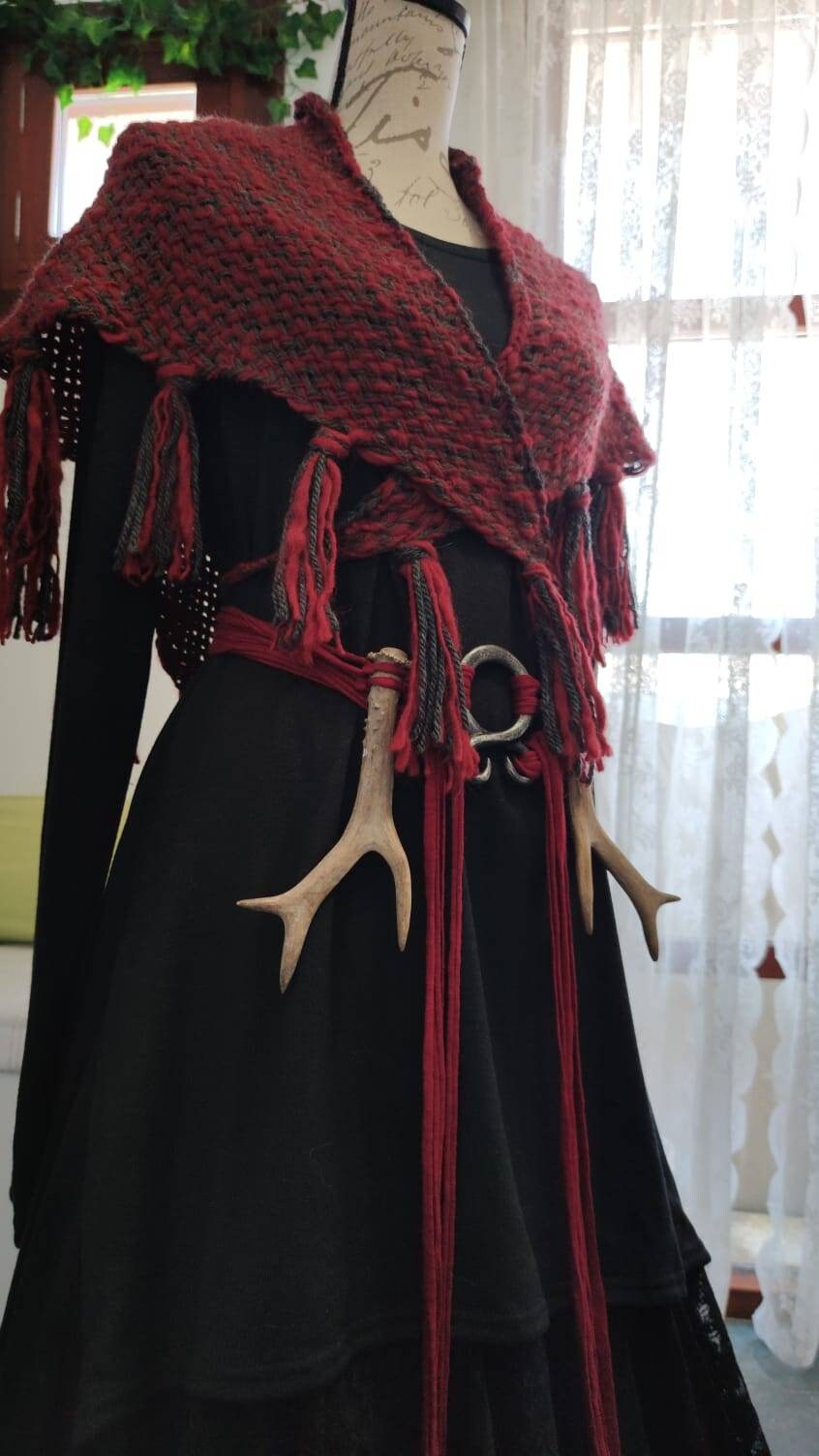 Handwoven Celtic Wedding Shawl: Viking Pagan Fire Witch Belt