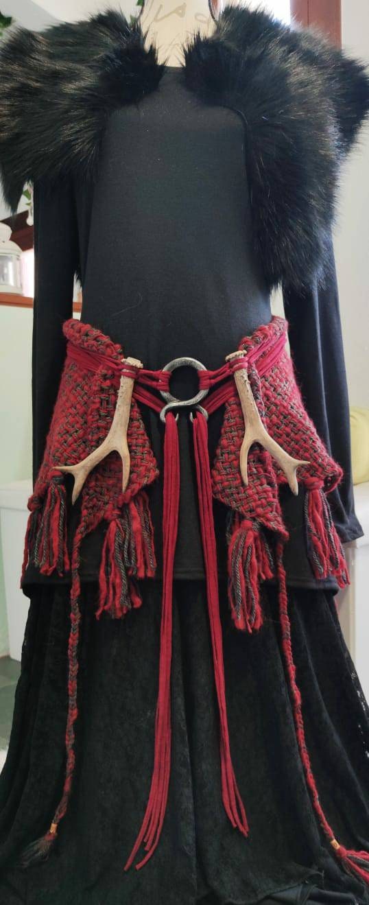Handwoven Celtic Wedding Shawl: Viking Pagan Fire Witch Belt