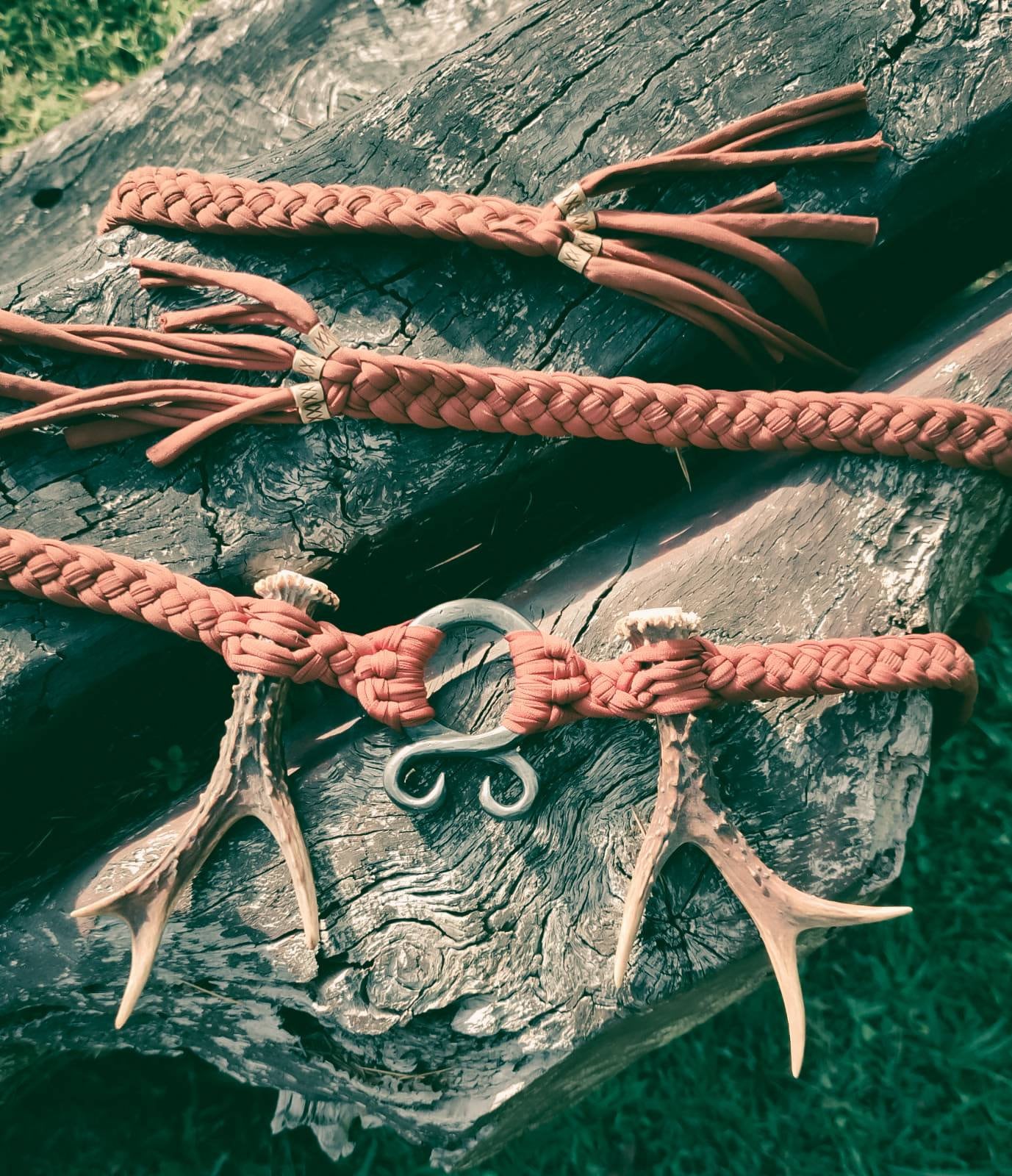 Handwoven Norse Witch Belt: Braided Norse belt with Deer Antlers