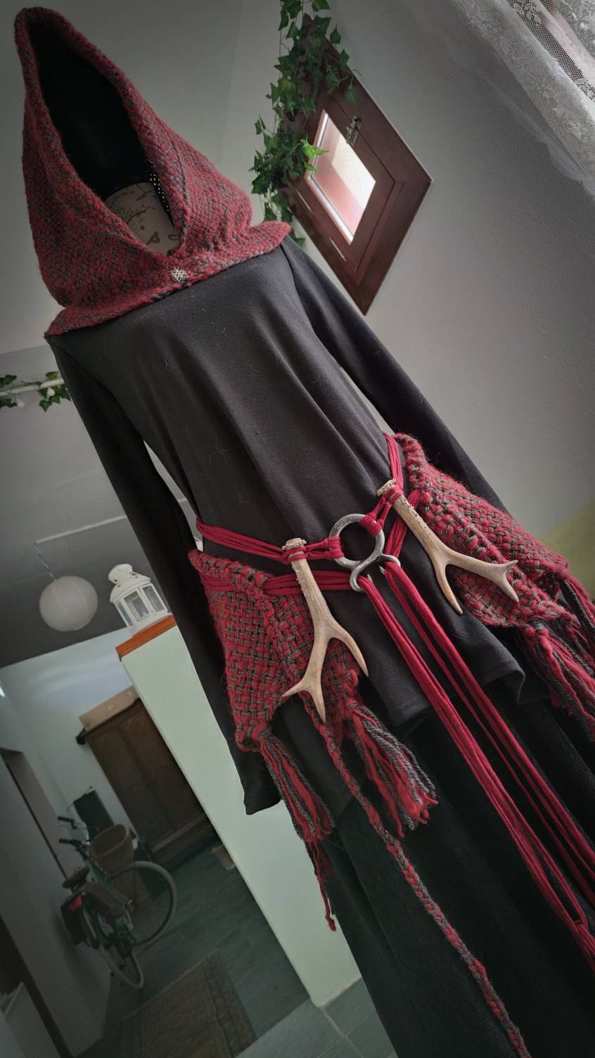 Handwoven Fire Witch Hood, Norse Hood