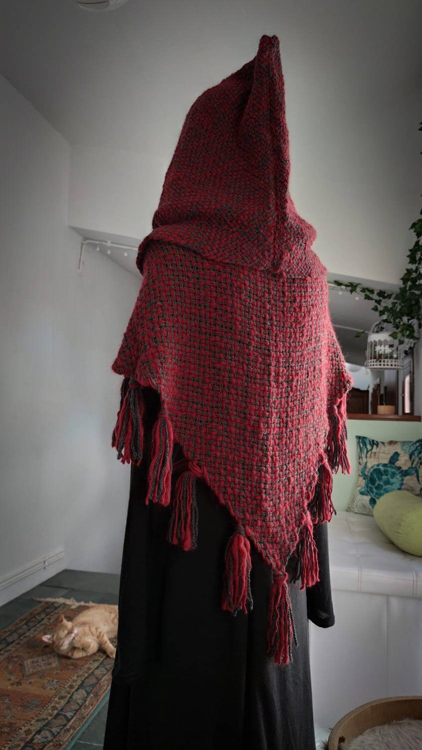 Handwoven Fire Witch Hood, Norse Hood