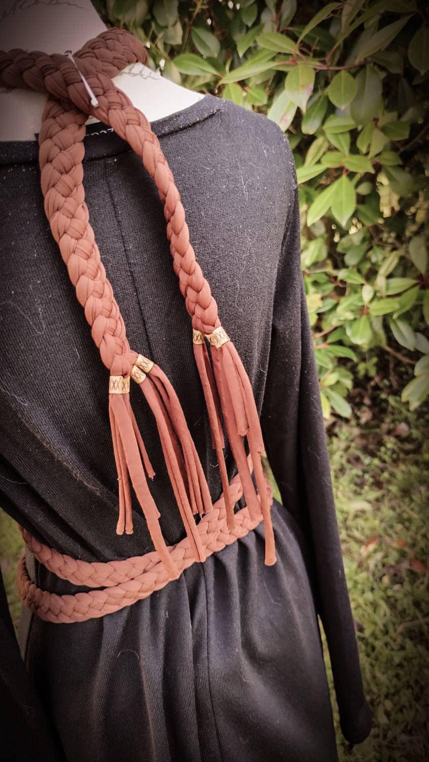 Handwoven Norse Witch Belt: Braided Norse belt with Deer Antlers