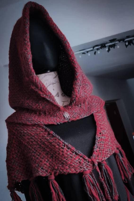 Handwoven Fire Witch Hood, Norse Hood