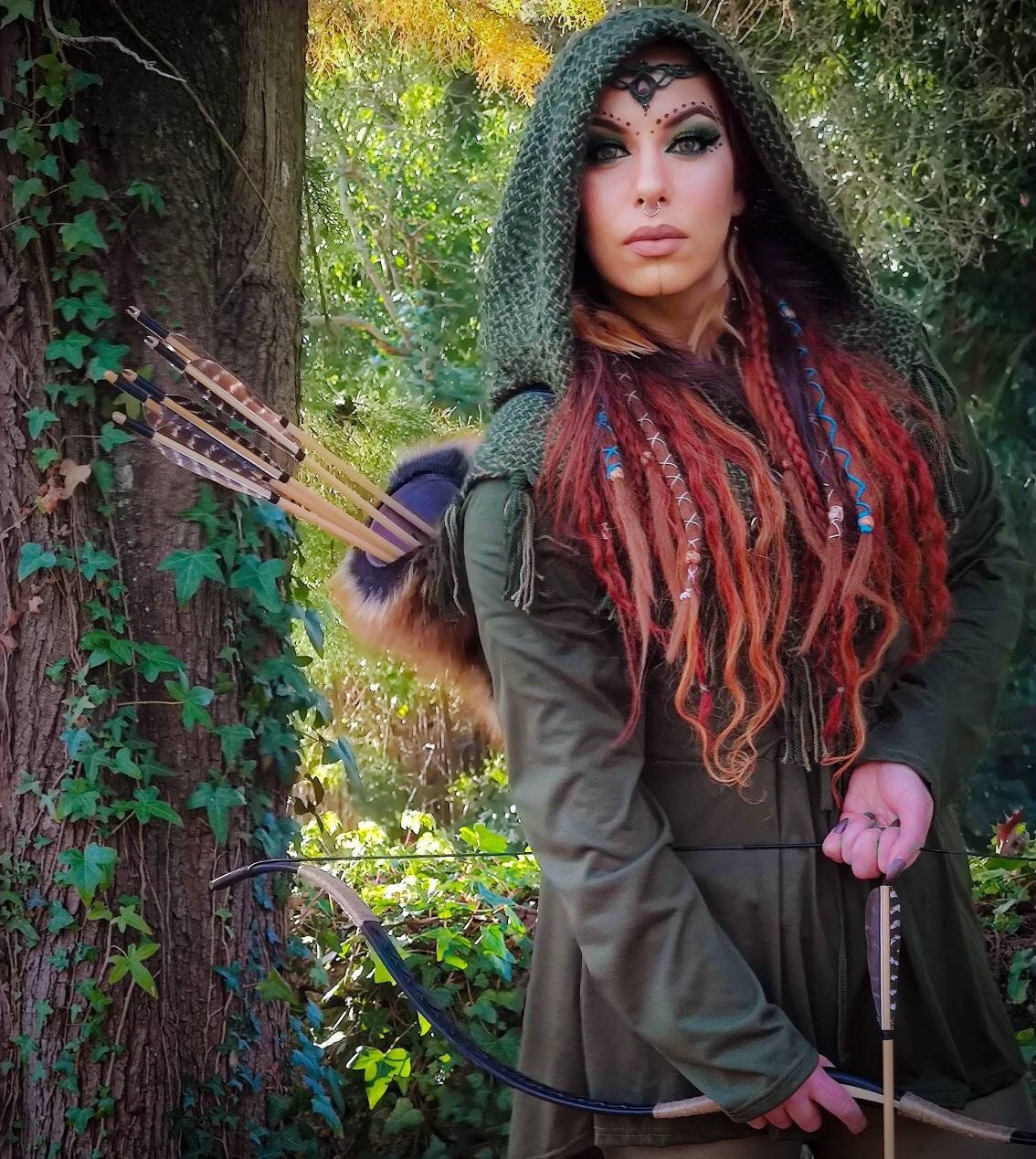 Hand woven Skjoldehamn Hood with Norse Witch Belt option