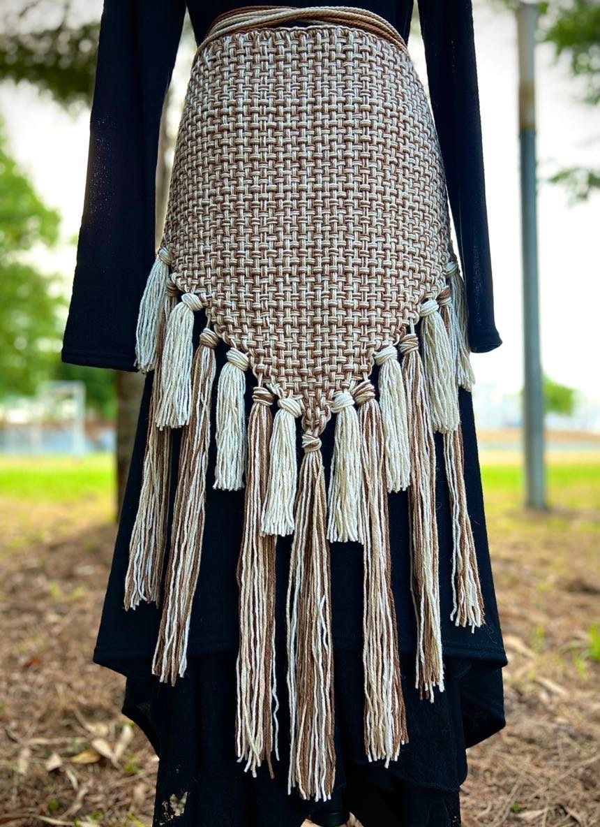 Harvest Witch Shawl Set, Nordic Shaman Shawl: Norse Belt, Vegan Antler Amulet