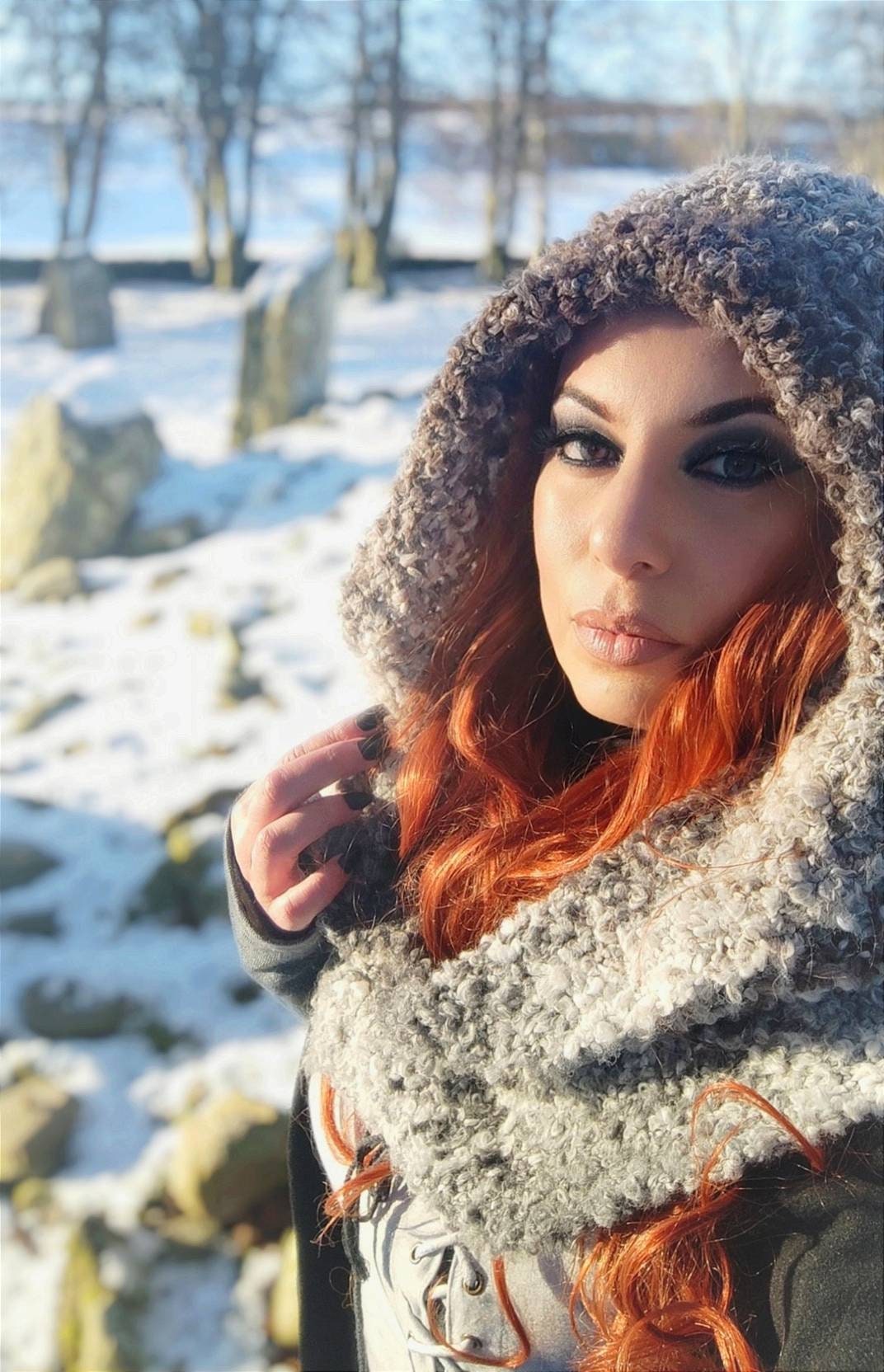 A Norse Viking Hood, Handmade Snow Witch Hood: Oversized Wool