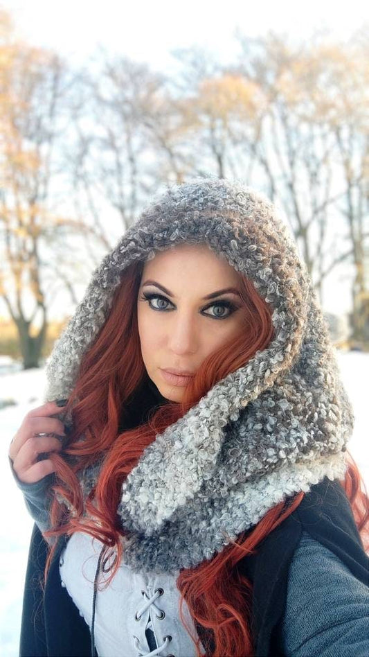 A Norse Viking Hood, Handmade Snow Witch Hood: Oversized Wool