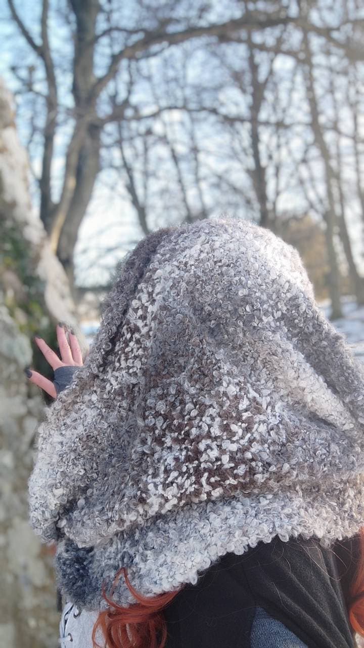 A Norse Viking Hood, Handmade Snow Witch Hood: Oversized Wool