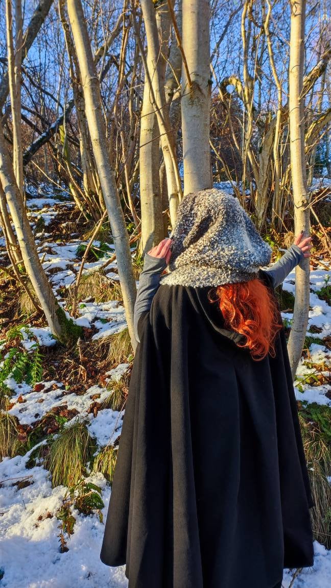 A Norse Viking Hood, Handmade Snow Witch Hood: Oversized Wool