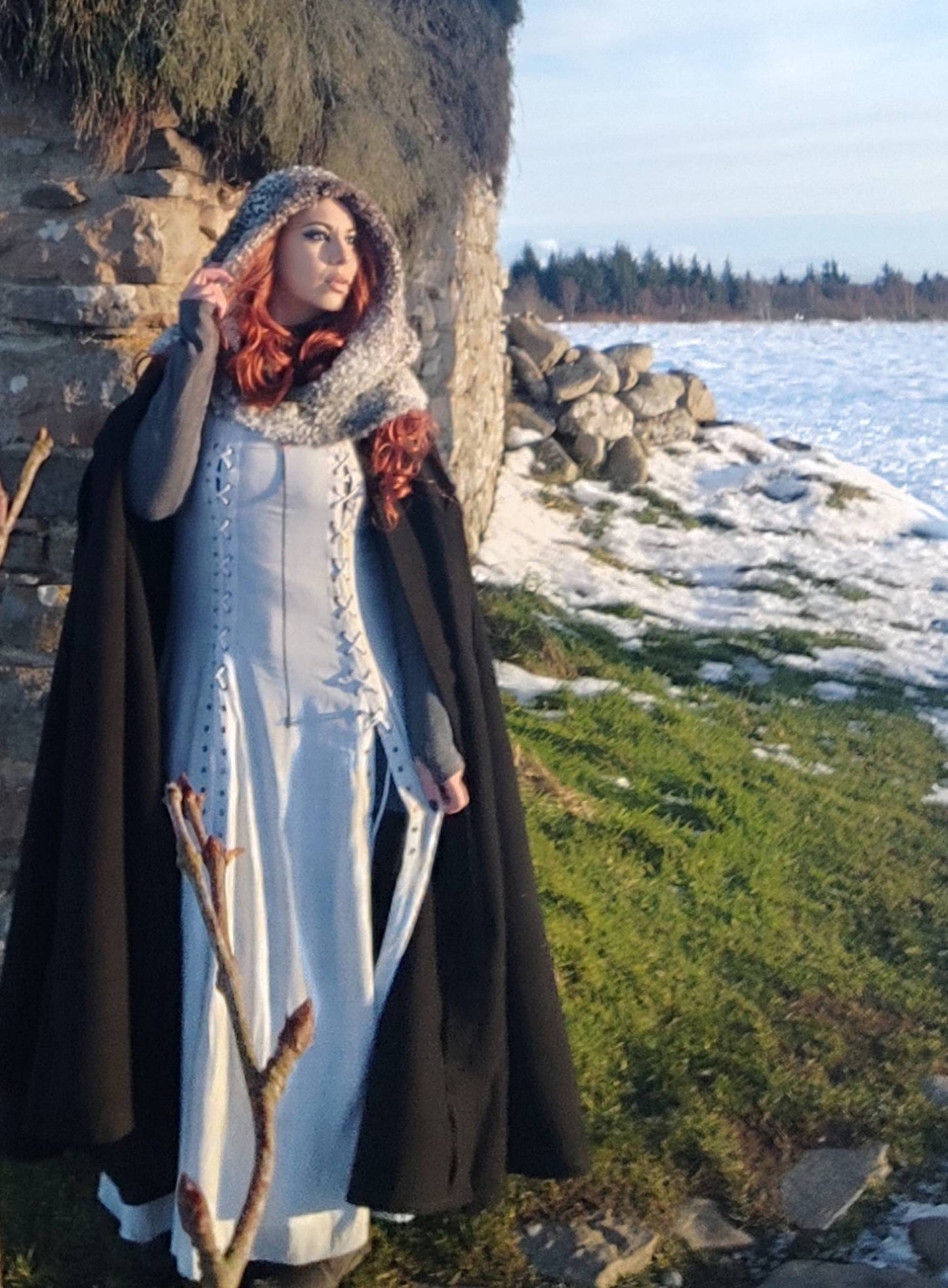 A Norse Viking Hood, Handmade Snow Witch Hood: Oversized Wool