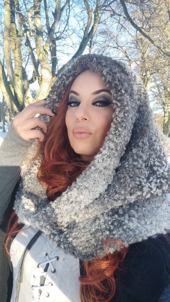 A Norse Viking Hood, Handmade Snow Witch Hood: Oversized Wool