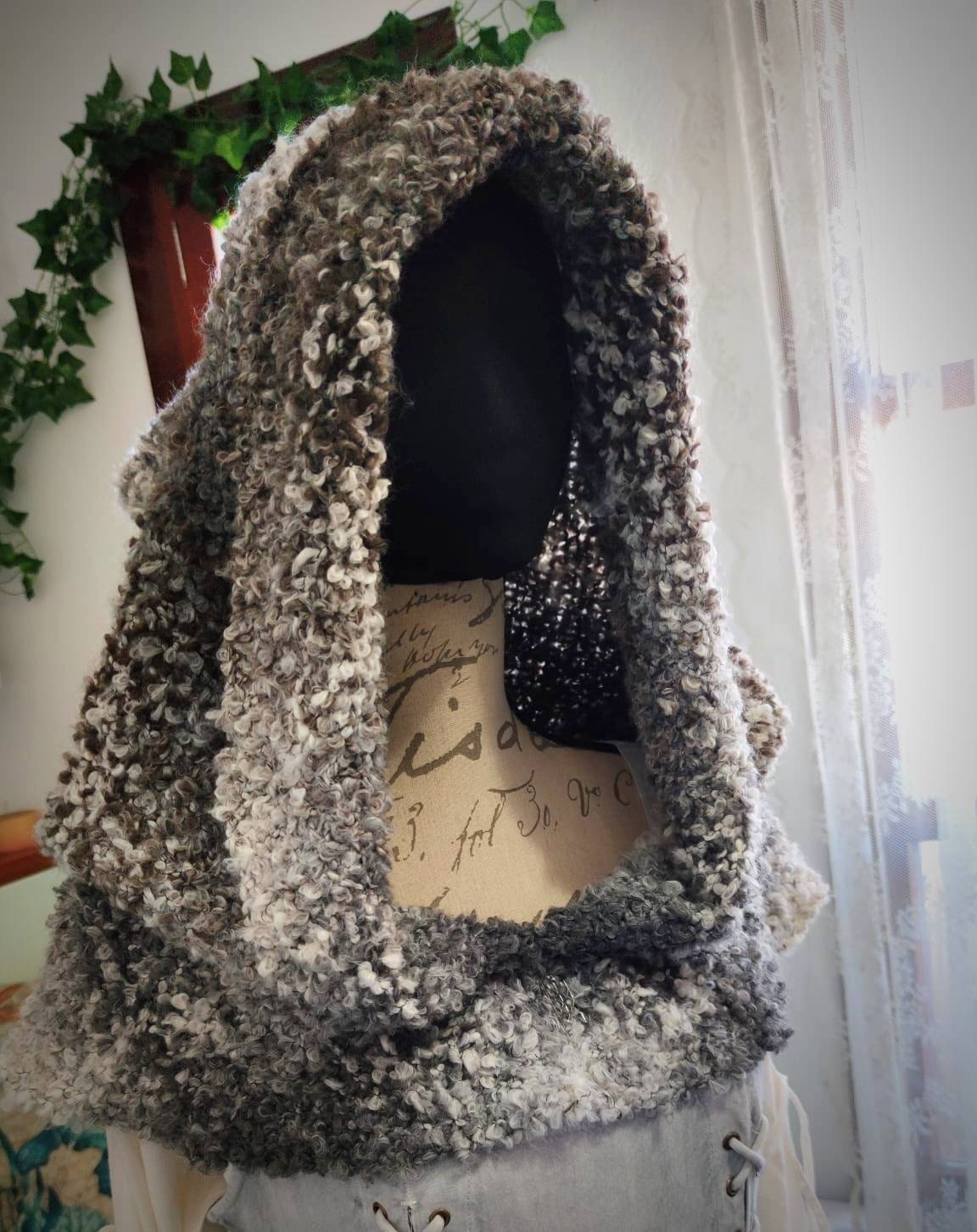 A Norse Viking Hood, Handmade Snow Witch Hood: Oversized Wool