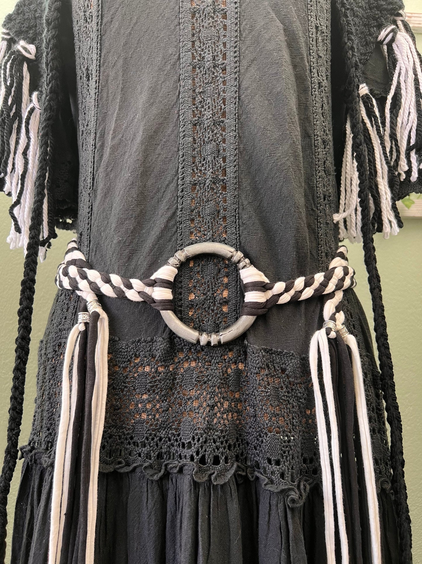 Handwoven Shawl and Pentagram Amulet Belt, Gothic Witch Set